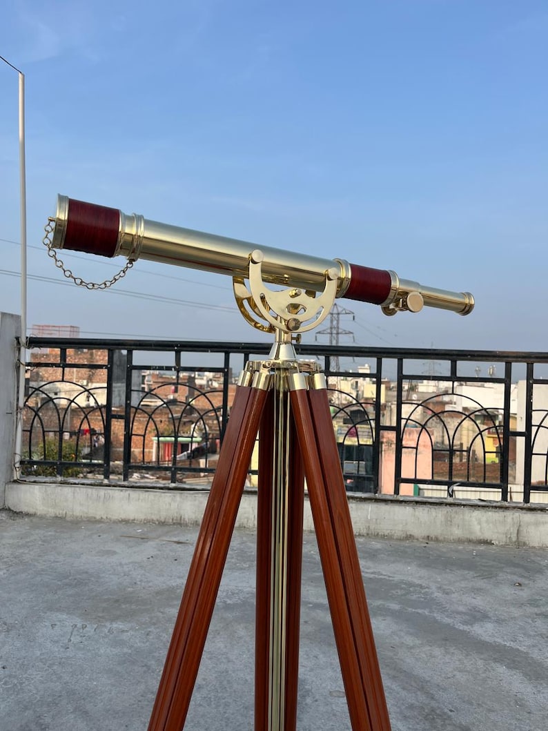Brass Floor Standing Telescope 50" with Wooden Tripod view 9