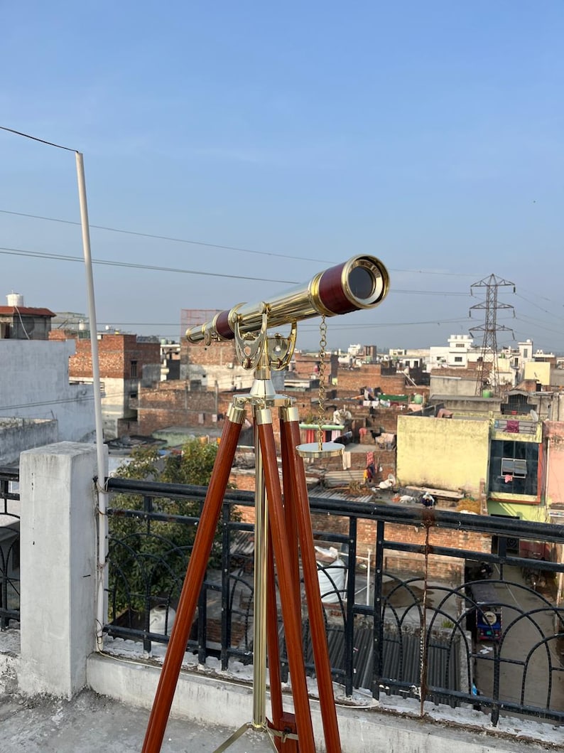Brass Floor Standing Telescope 50" with Wooden Tripod view 10