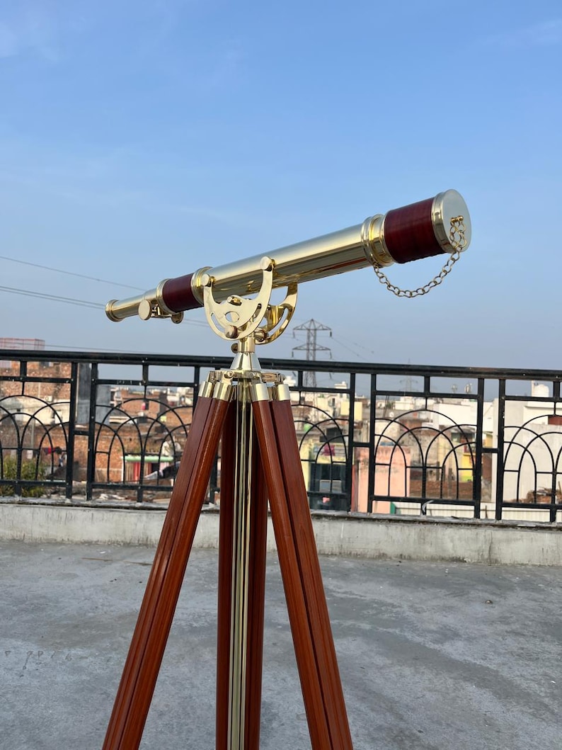 Brass Floor Standing Telescope 50" with Wooden Tripod view 11