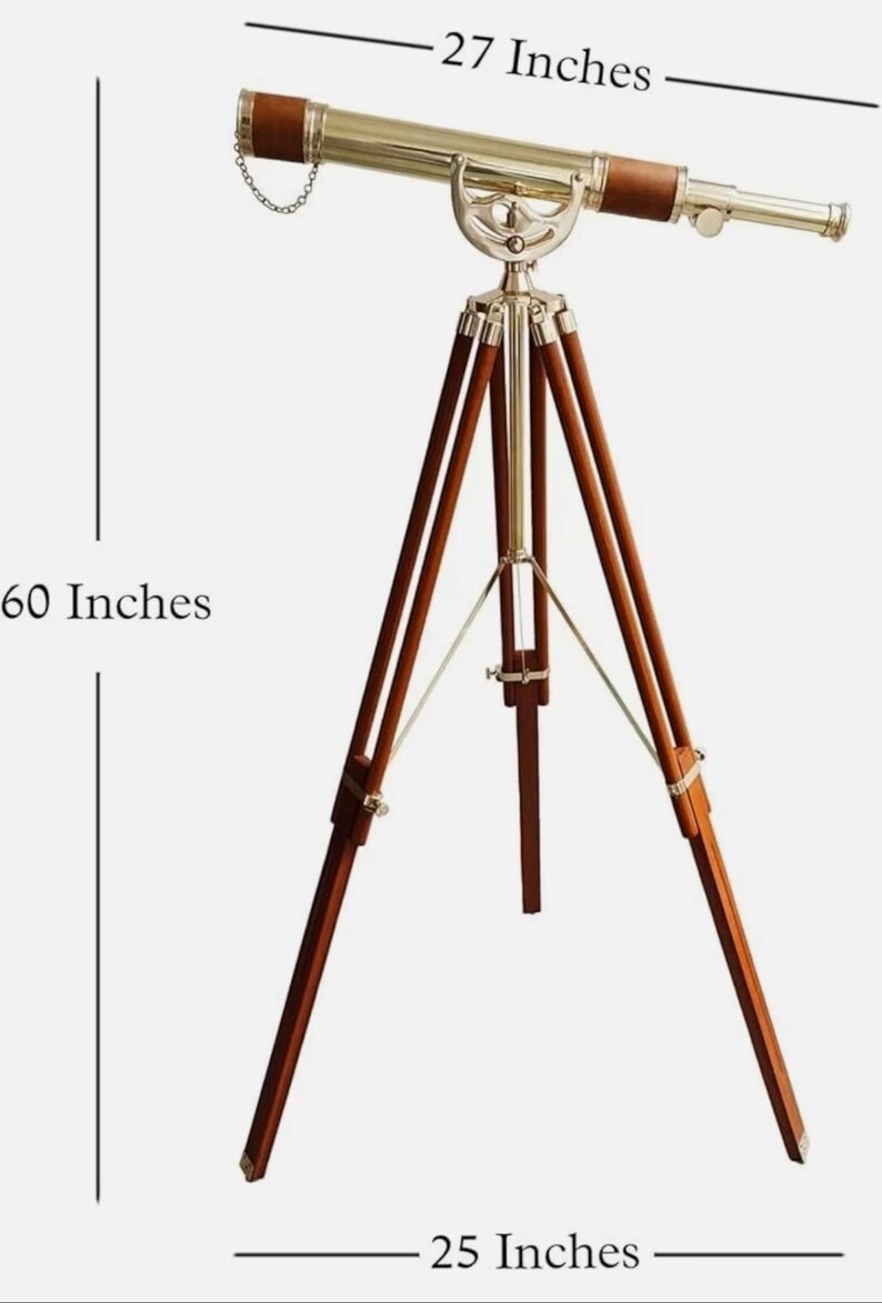 Brass Floor Standing Telescope 50" with Wooden Tripod view 17