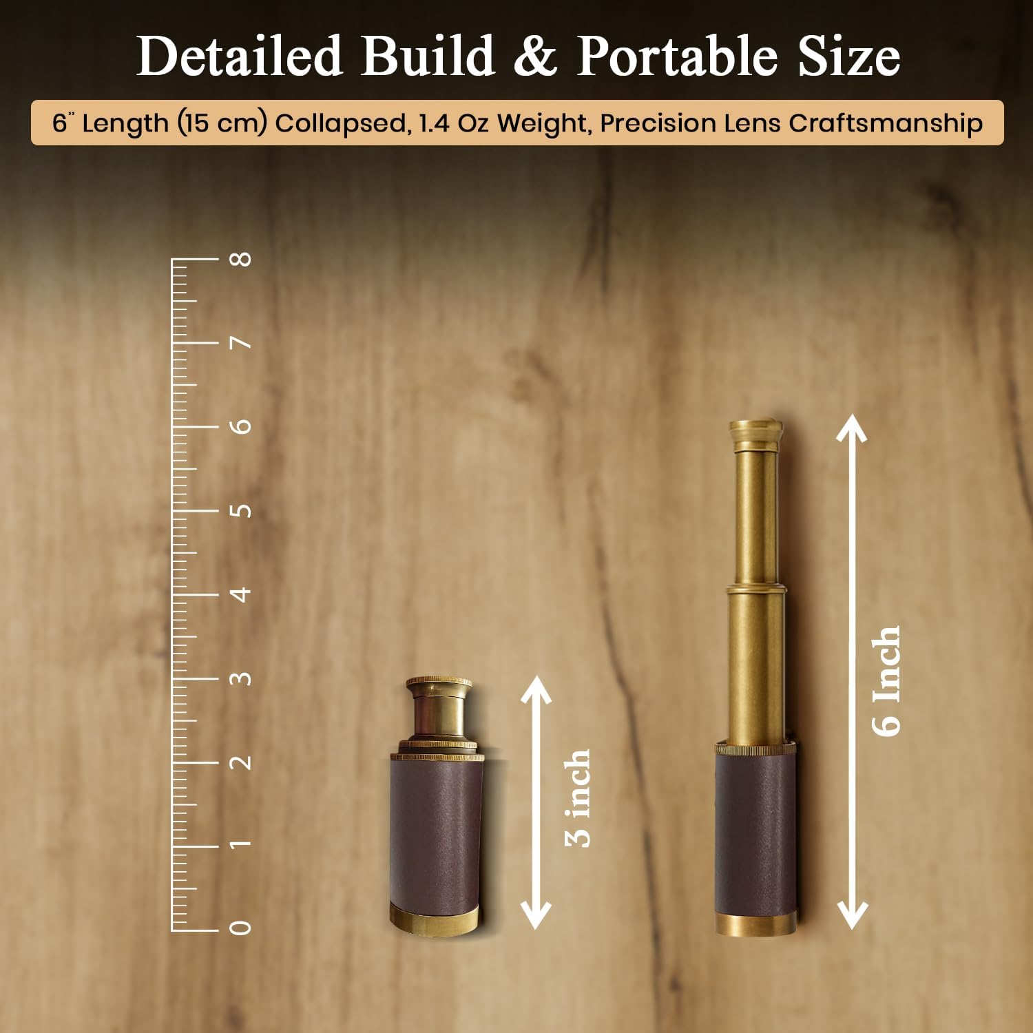 Brass Spyglass Telescope 6" for Kids view 4