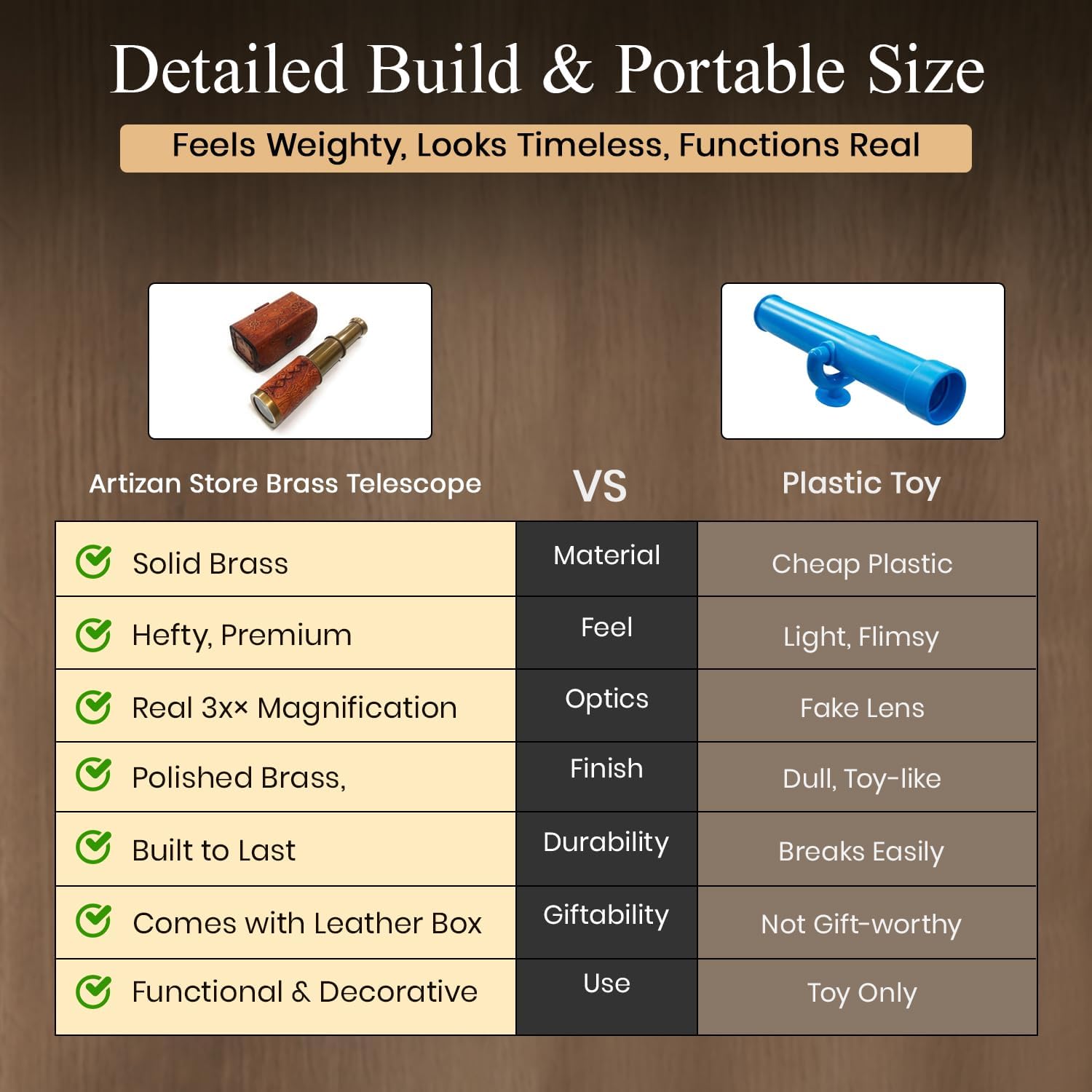 Brass Spyglass Telescope 6" for Kids view 6
