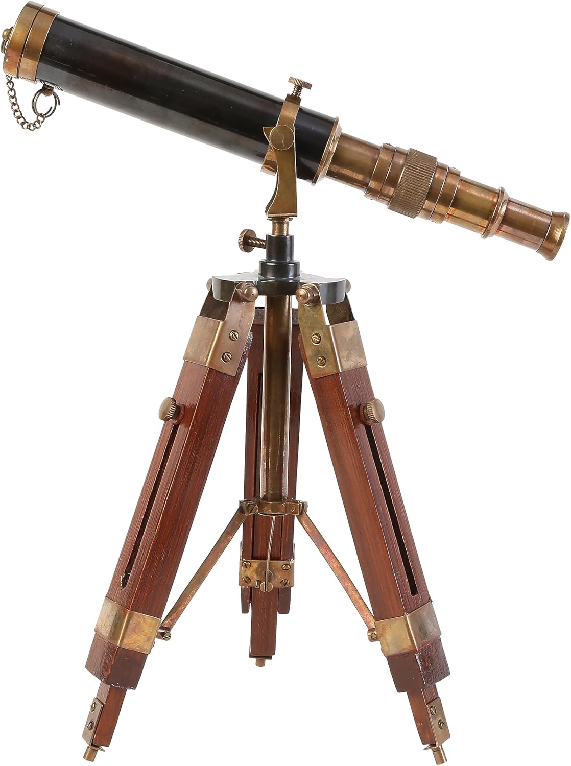 Brass Floor Standing Telescope 12" with Indian Rosewood Tripod Stand view 4