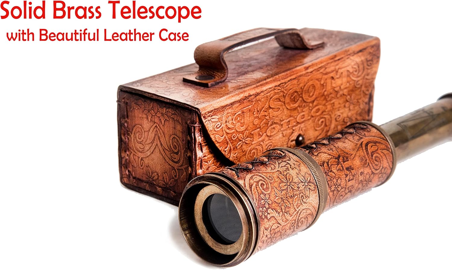 Brass Spyglass Telescope 18" with Leather Case view 3