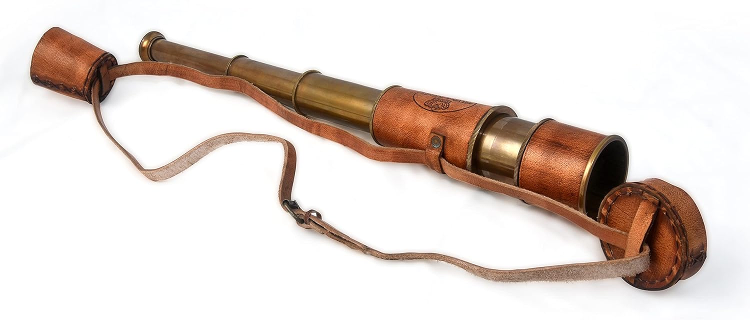 Brass Spyglass Telescope 18" with Leather Case view 9