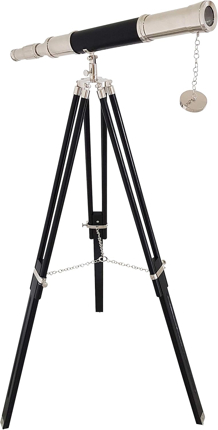 Brass Floor Standing Telescope 47" with Black Wooden Tripod view 5