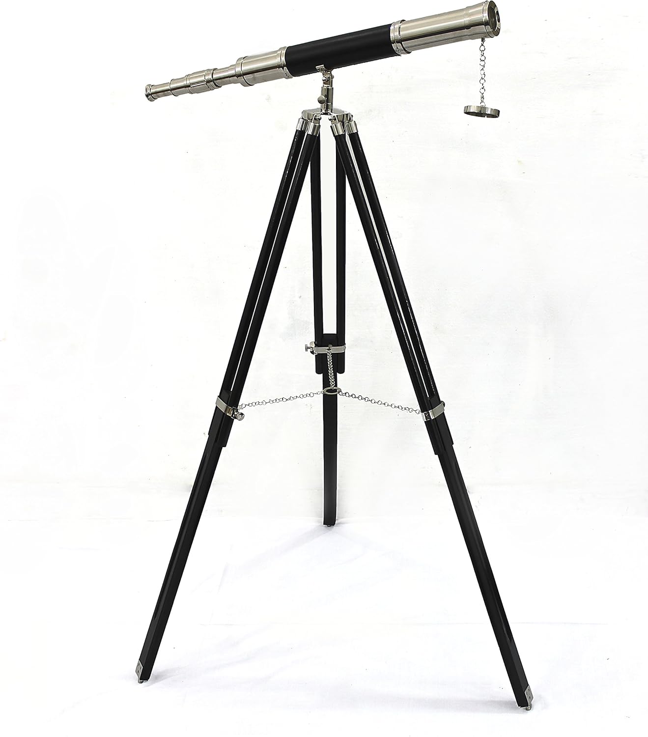 Brass Floor Standing Telescope 47" with Black Wooden Tripod view 7