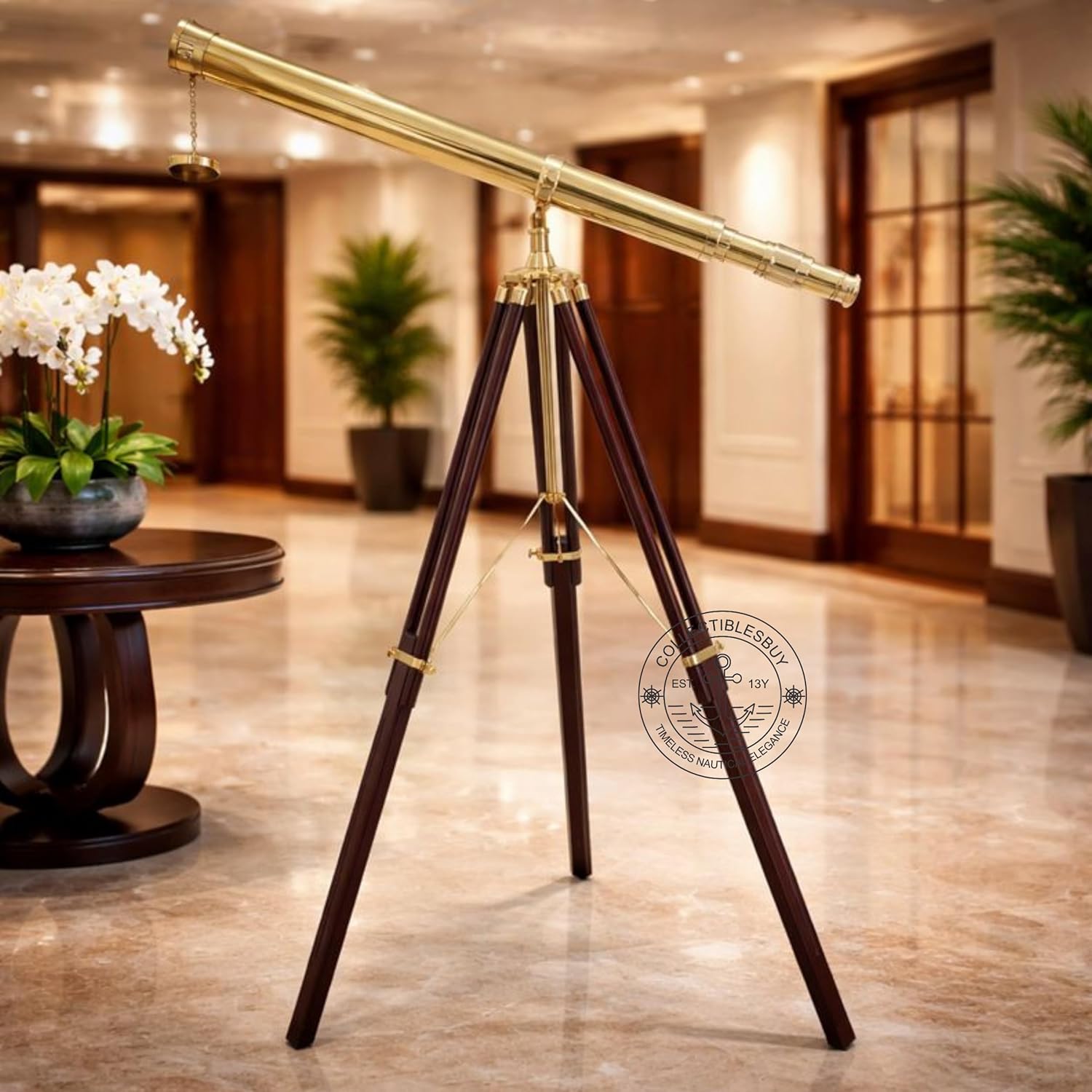 Brass Floor Standing Telescope 55" with Wooden Tripod view 6