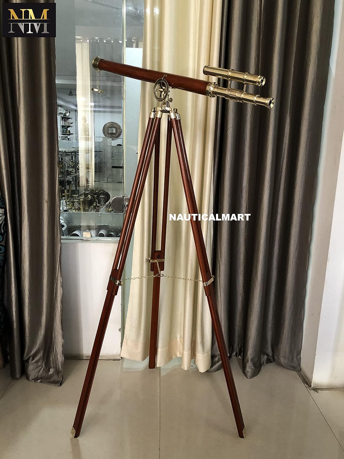 Double Barrel Brass Floor Standing Telescope 64" with No Case view 6