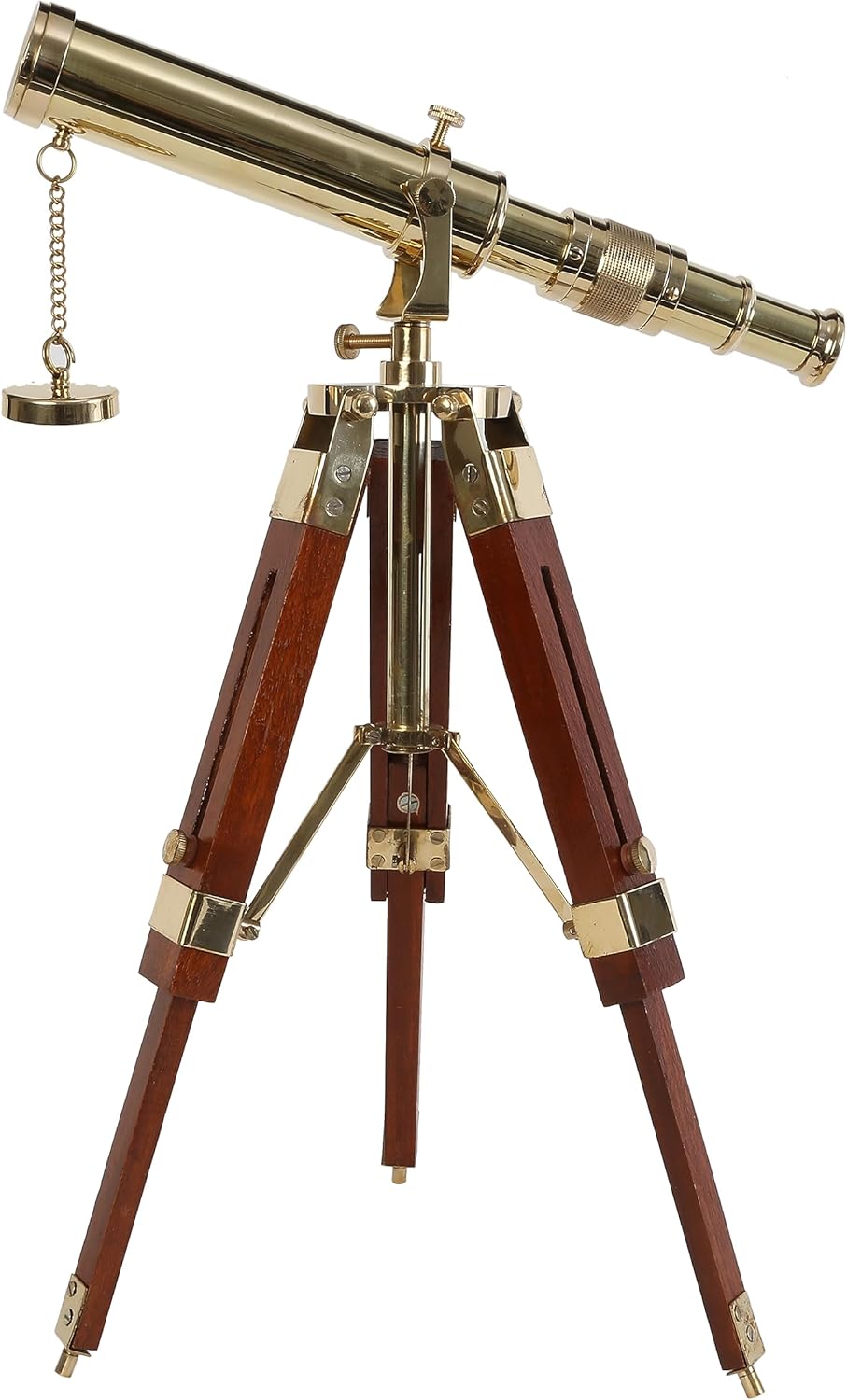 Brass Floor Standing Telescope 12" with Wooden Tripod Stand view 2