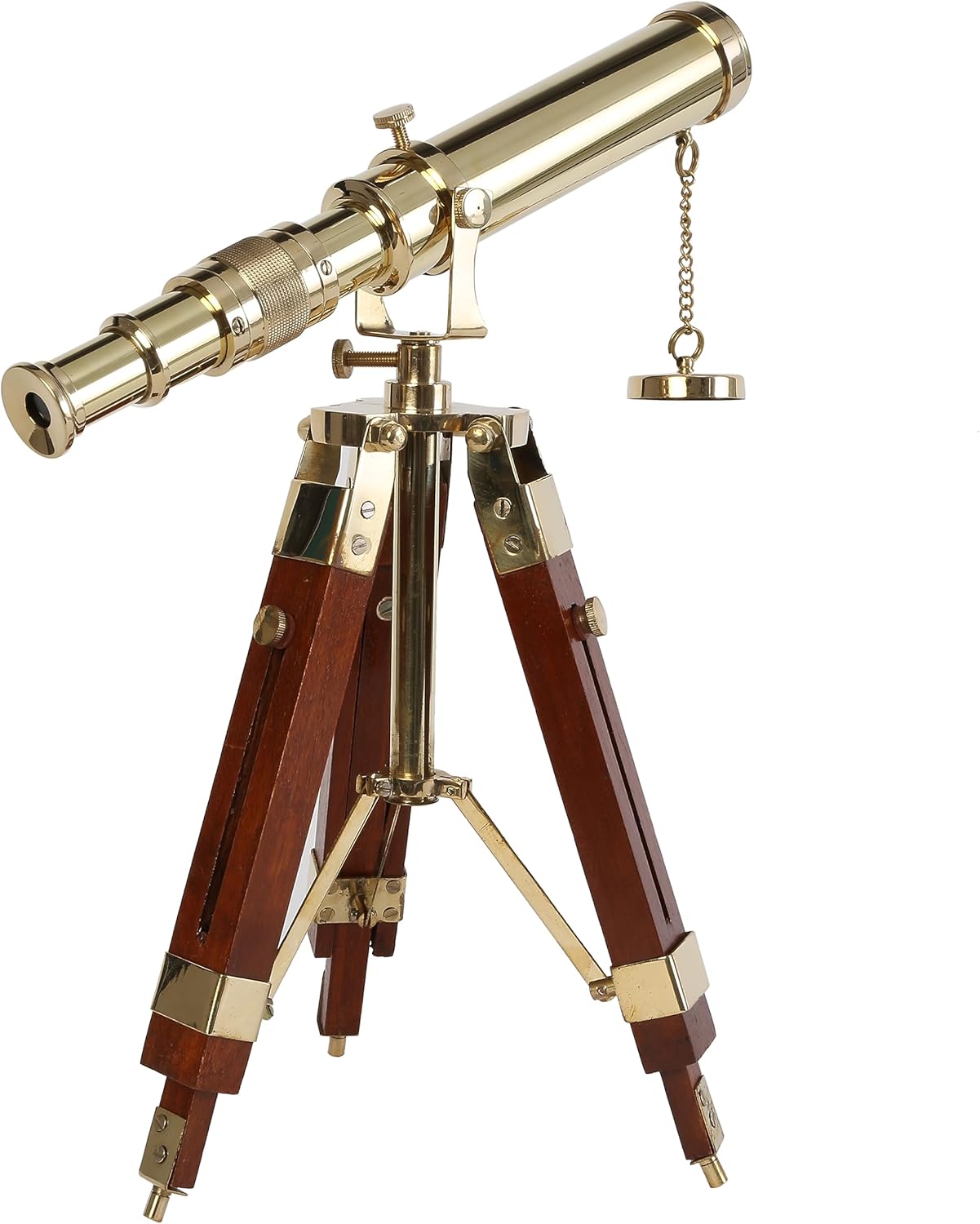Brass Floor Standing Telescope 12" with Wooden Tripod Stand view 4