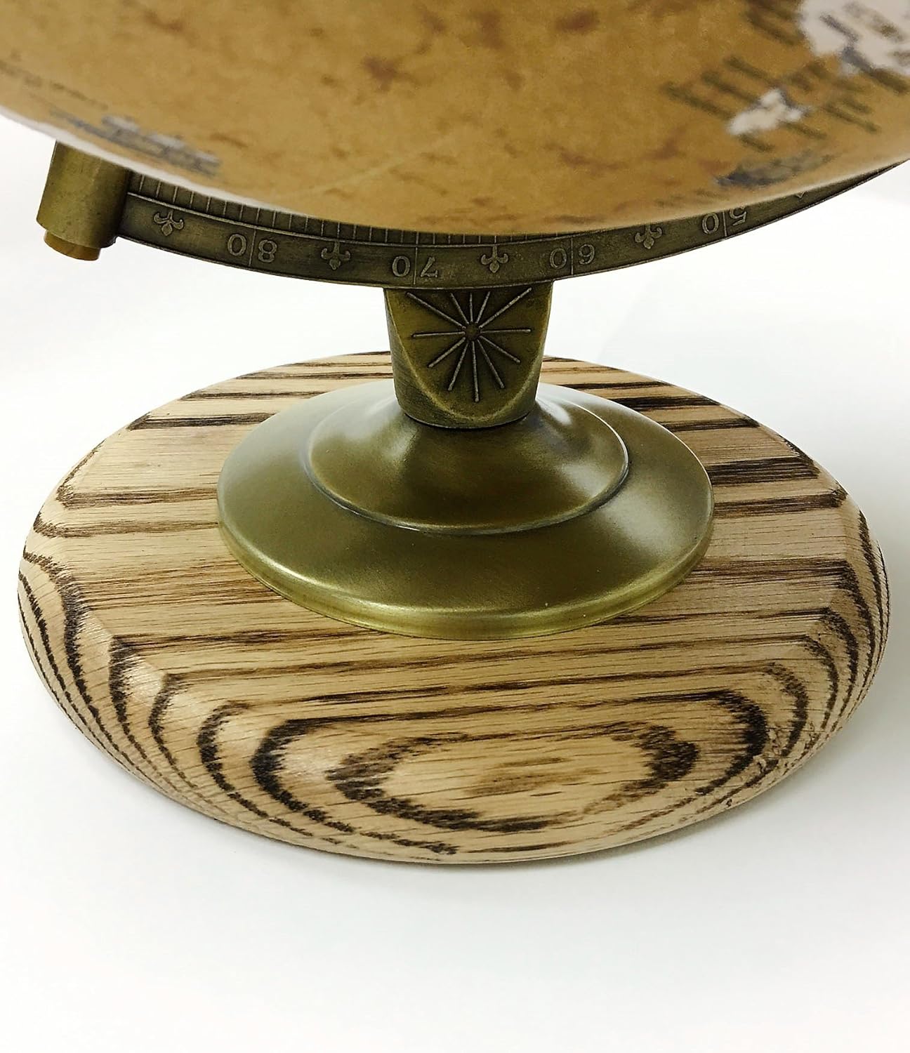 Large Desk Globe with Antique Brass Ring on Wooden Base view 4