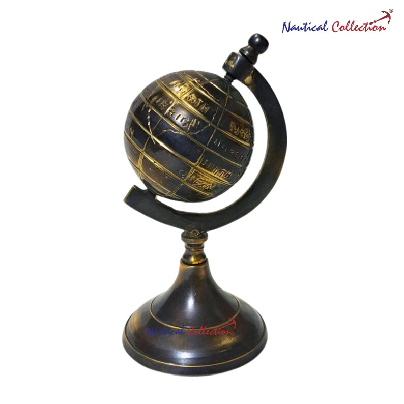 Small Brass Desk Globe with Dark Antique Finish view 5