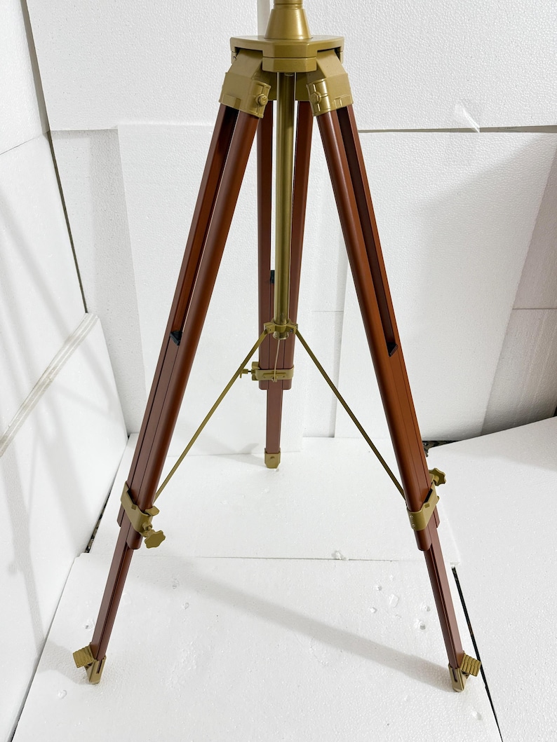 Large Dark Globe on Wooden Tripod Stand with Brass Ring, Alternate Stand Colour view 15