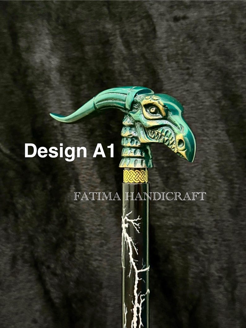 Gothic Dragon Skull Handle Walking Cane view 3