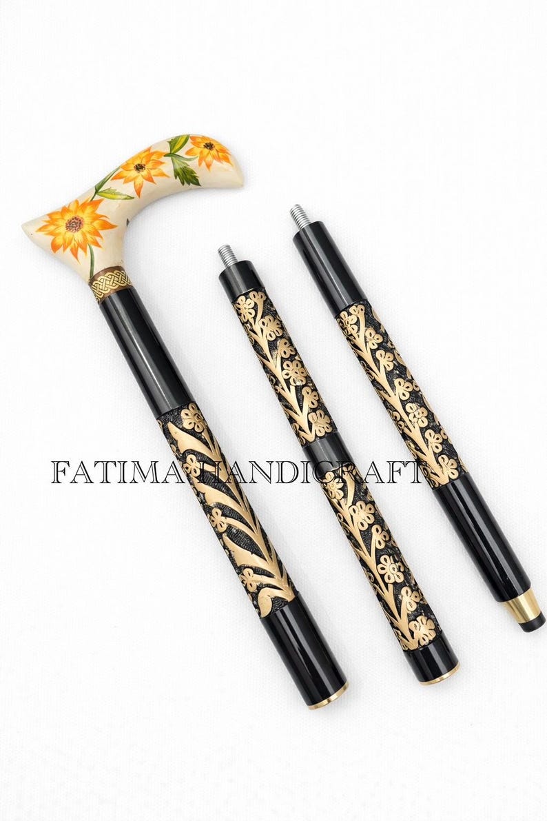 Hand Painted Floral Handle Walking Cane view 4