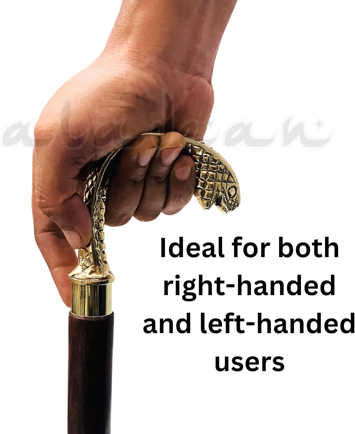 Polished Brass Cobra Handle Rosewood Walking Stick view 4