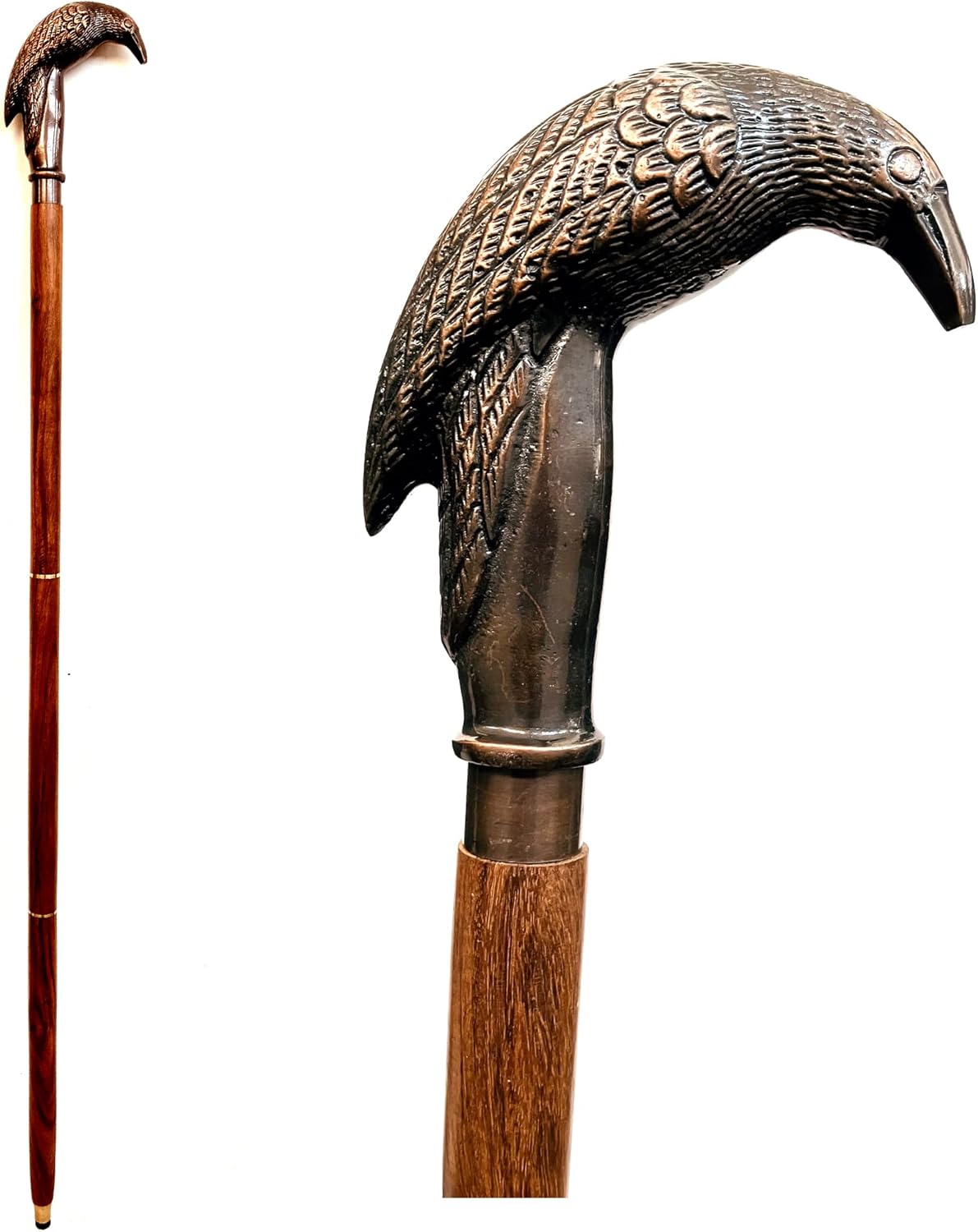 Polished Brass Cobra Handle Rosewood Walking Stick view 7