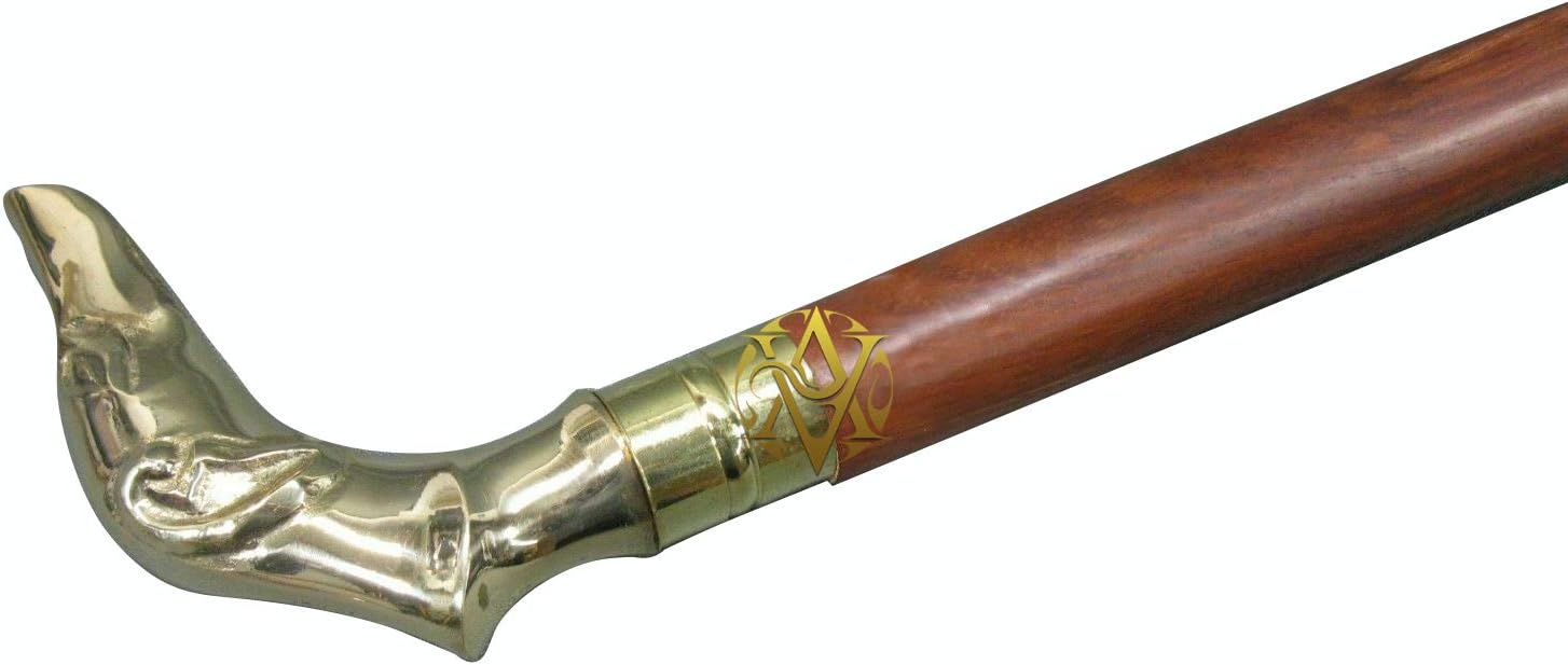 Brass Dog Head Handle Rosewood Walking Stick view 4