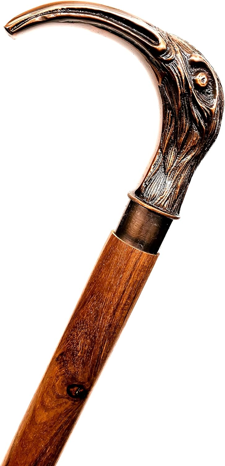 Brass Flamingo Handle Rosewood Walking Stick view 4