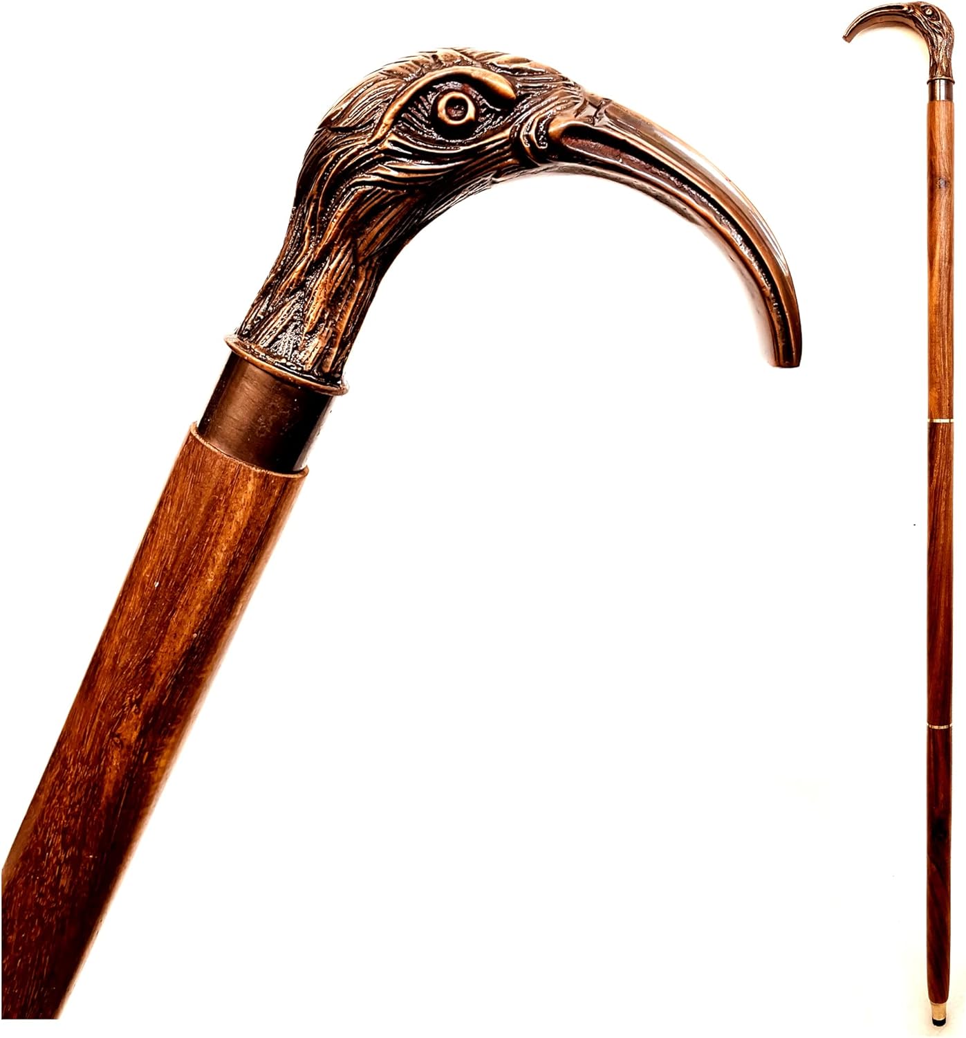 Brass Flamingo Handle Rosewood Walking Stick view 7