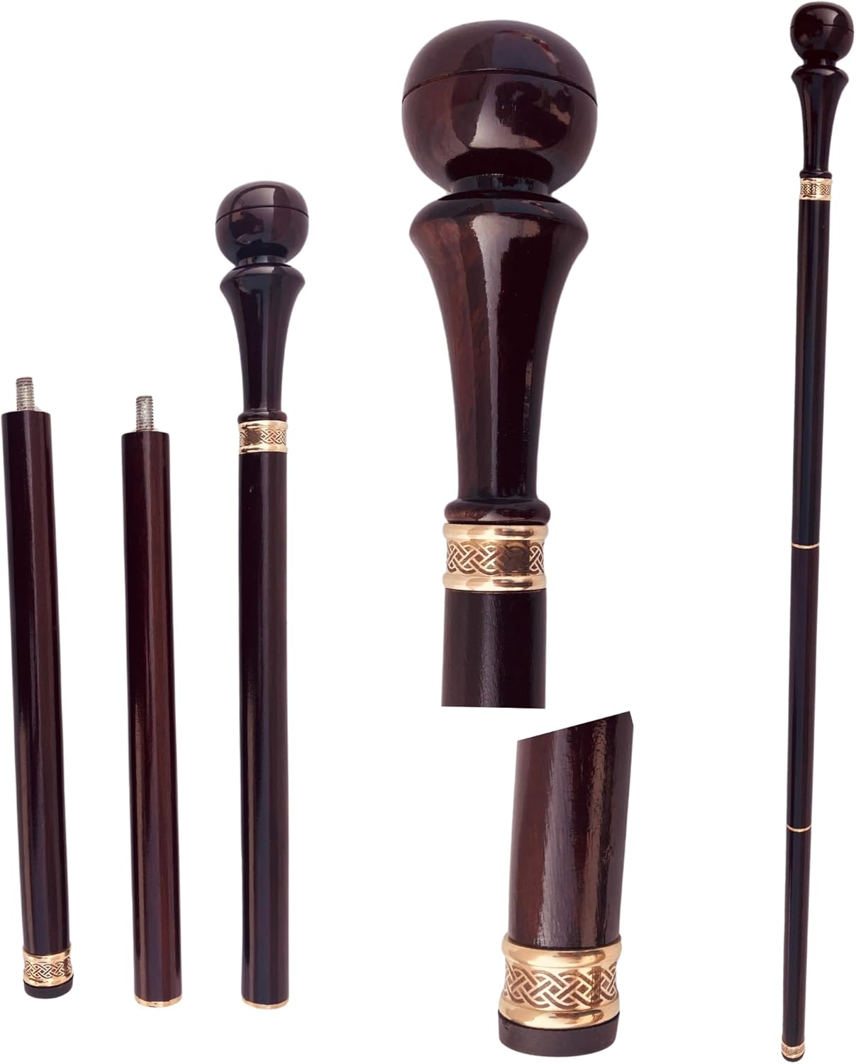 Premium Curved Handle Rosewood Walking Stick view 2