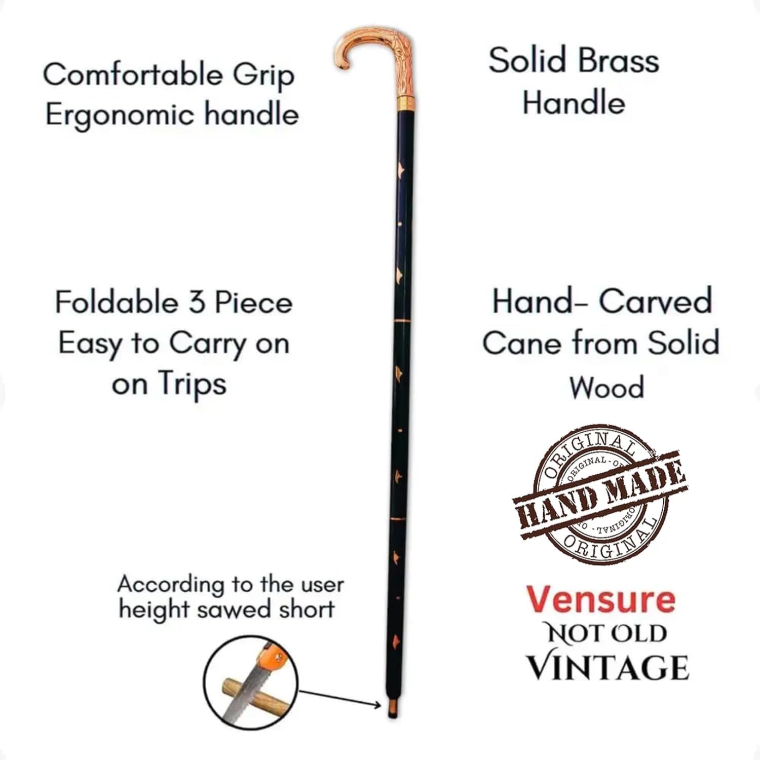 Copper Finish Brass Handle Walking Stick view 6
