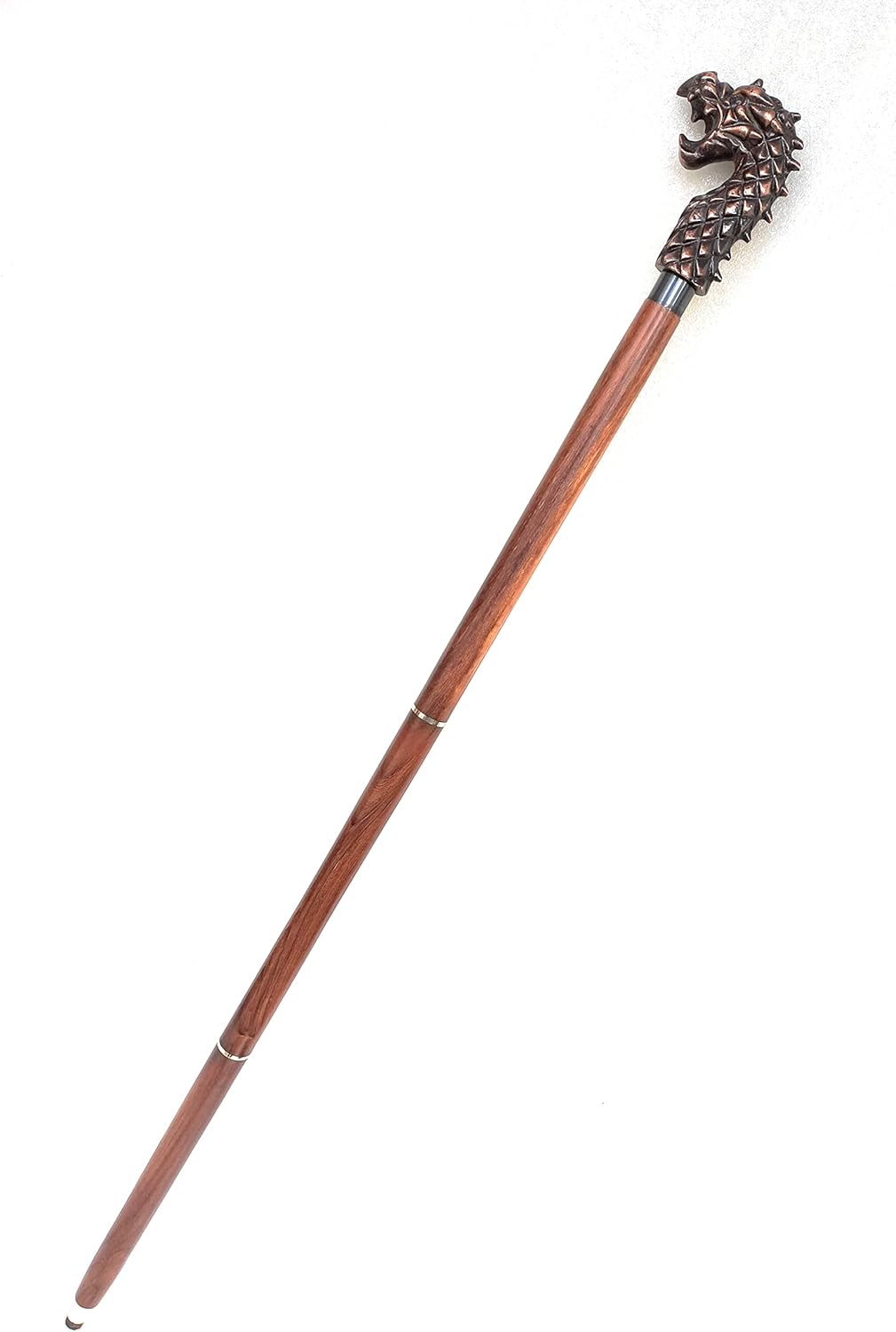 Antique Brass Dragon Handle Rosewood Walking Stick view 3