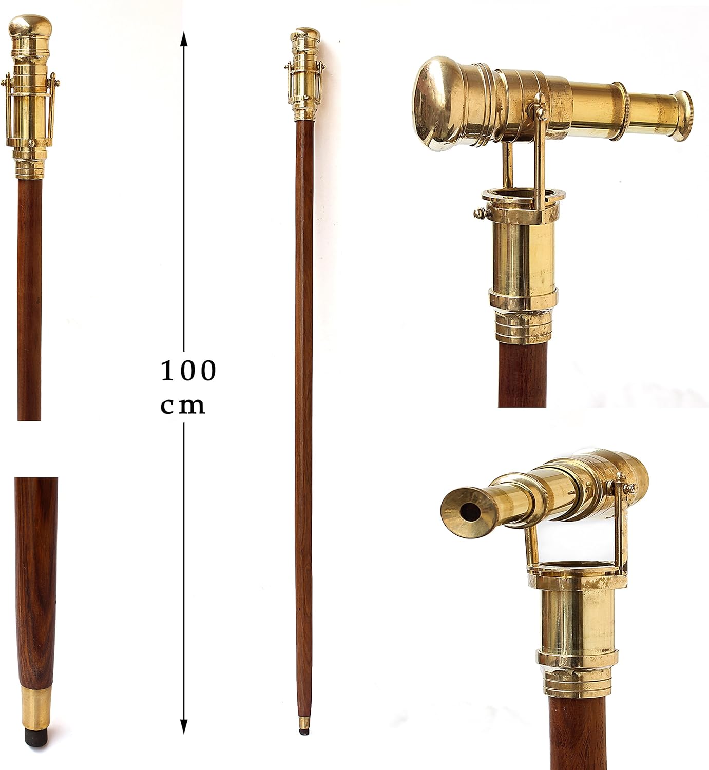Brass Telescope Handle Rosewood Walking Stick view 6