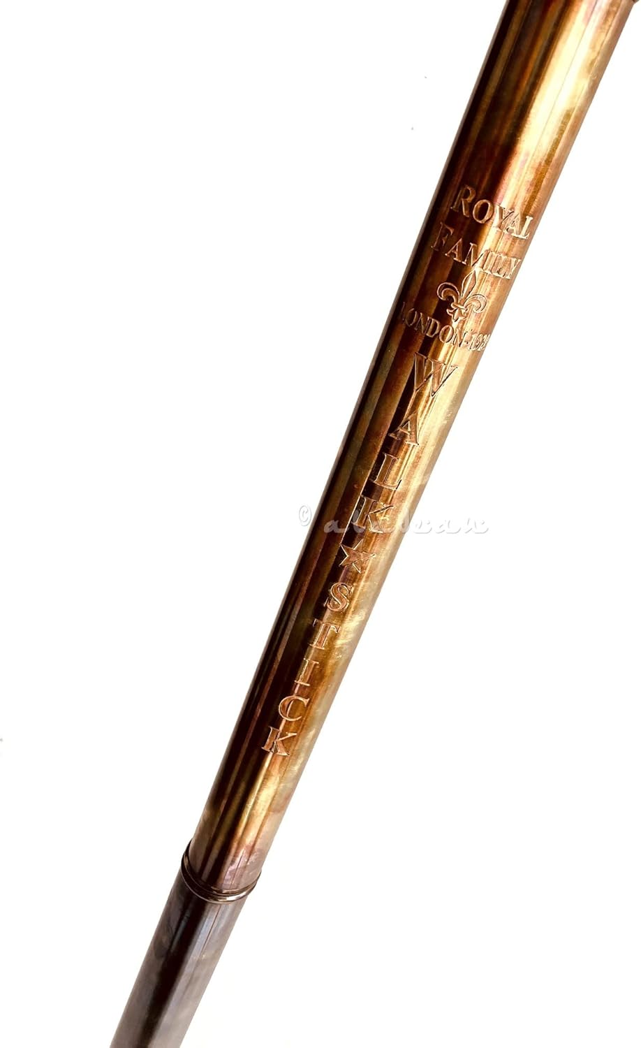 Brass Telescope Handle Walking Stick with Engraved Cap view 4
