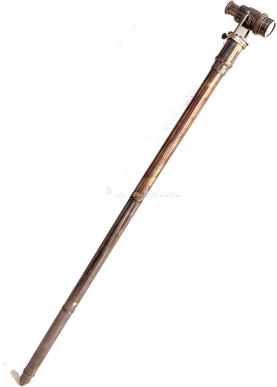 Brass Telescope Handle Walking Stick with Engraved Cap view 6