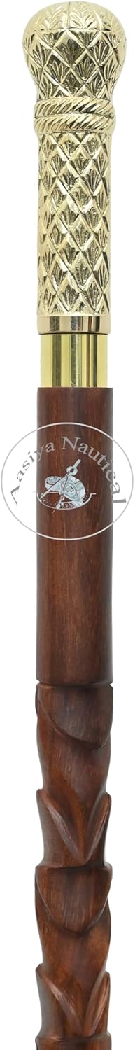 Pure Brass Handle Rosewood Walking Stick view 3