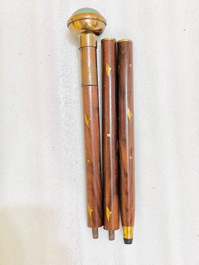 Brass Watch Handle Rosewood Walking Stick view 6