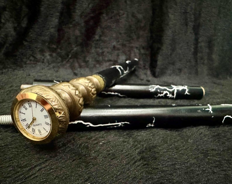 Brass Watch Handle Rosewood Walking Stick with Extra Handle Detail view 2