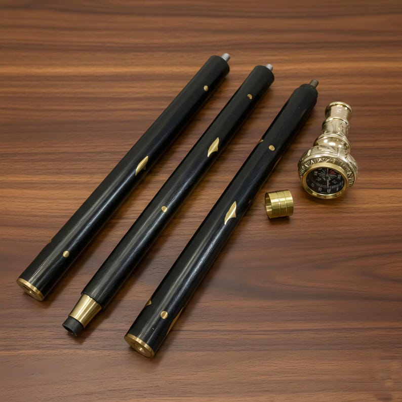 Brass Compass Handle Rosewood Walking Stick view 19