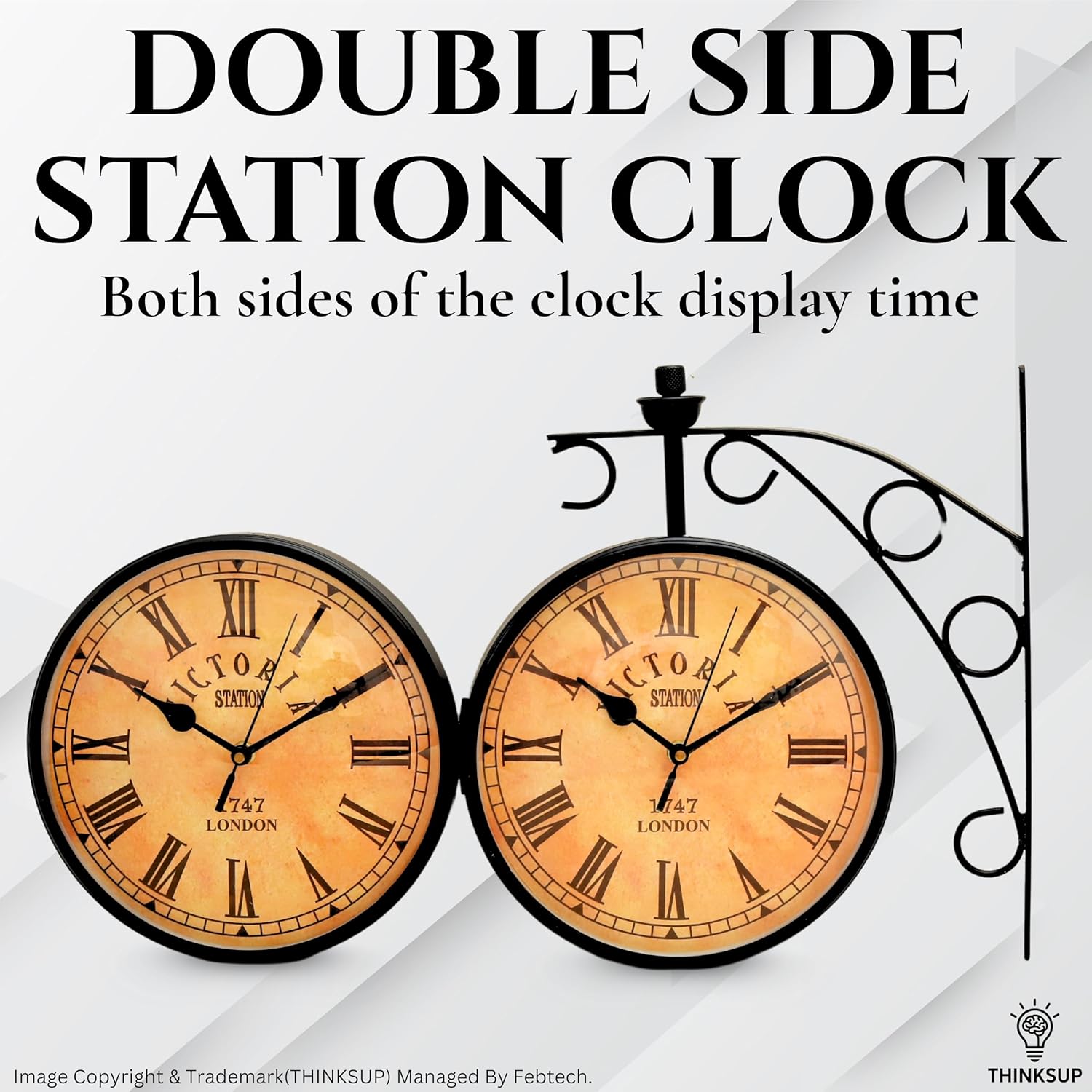 Double-Sided Railway Wall Clock London 1747 view 2