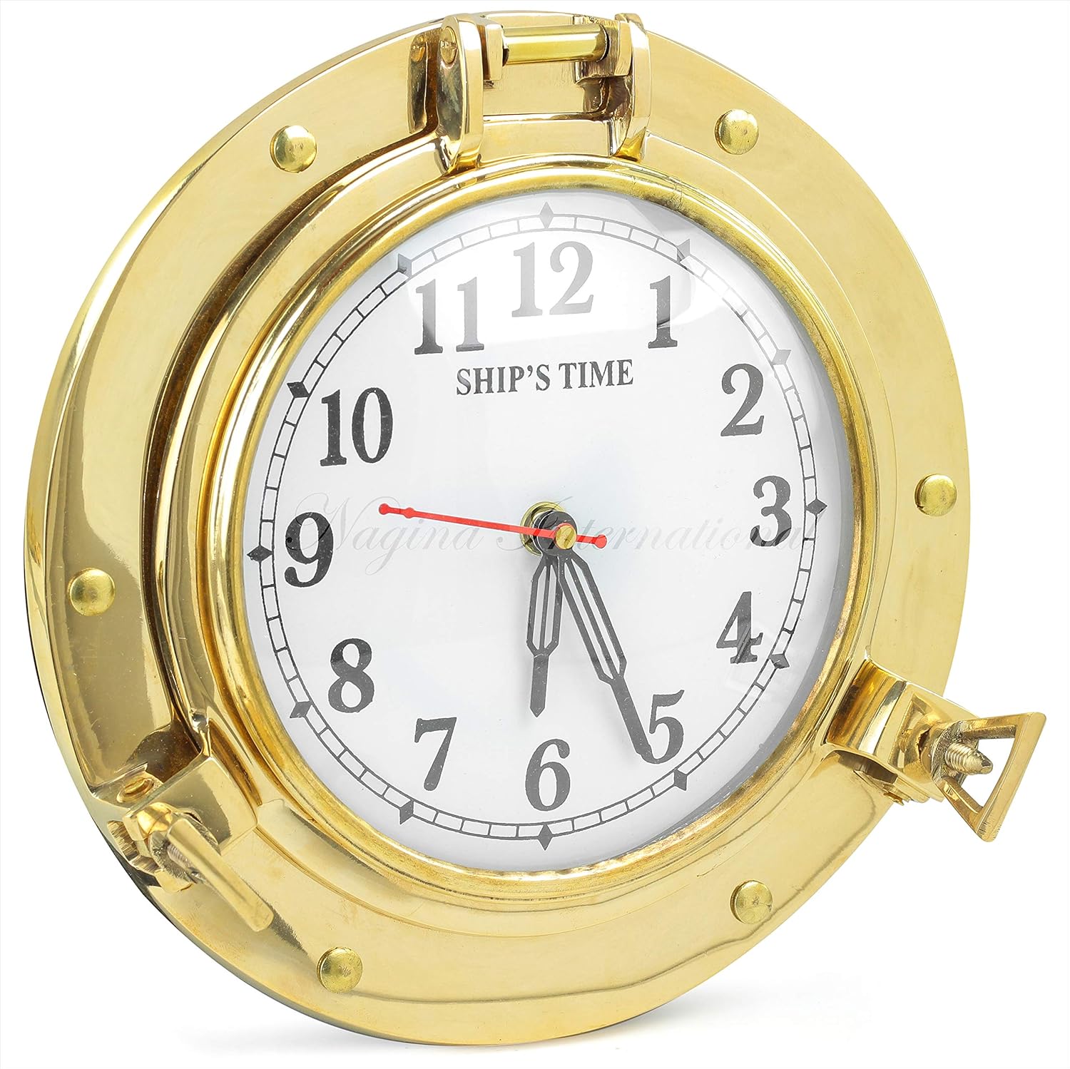 Solid Brass Porthole Wall Clock Franklin Murphy Dial view 11