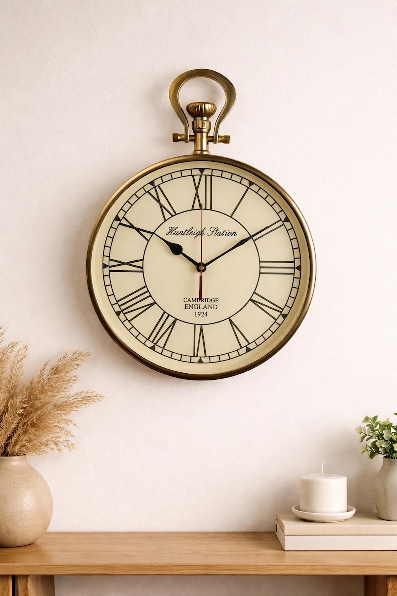 Pocket Watch Style Wall Clock Open Gear view 4