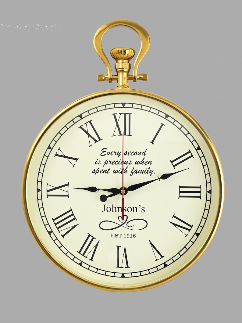 Gold Round Wall Clock Roman Numeral view 3