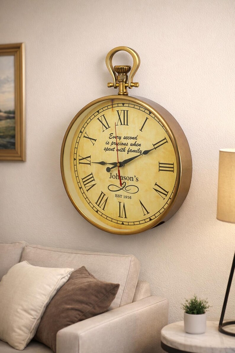 Gold Round Wall Clock Roman Numeral view 5