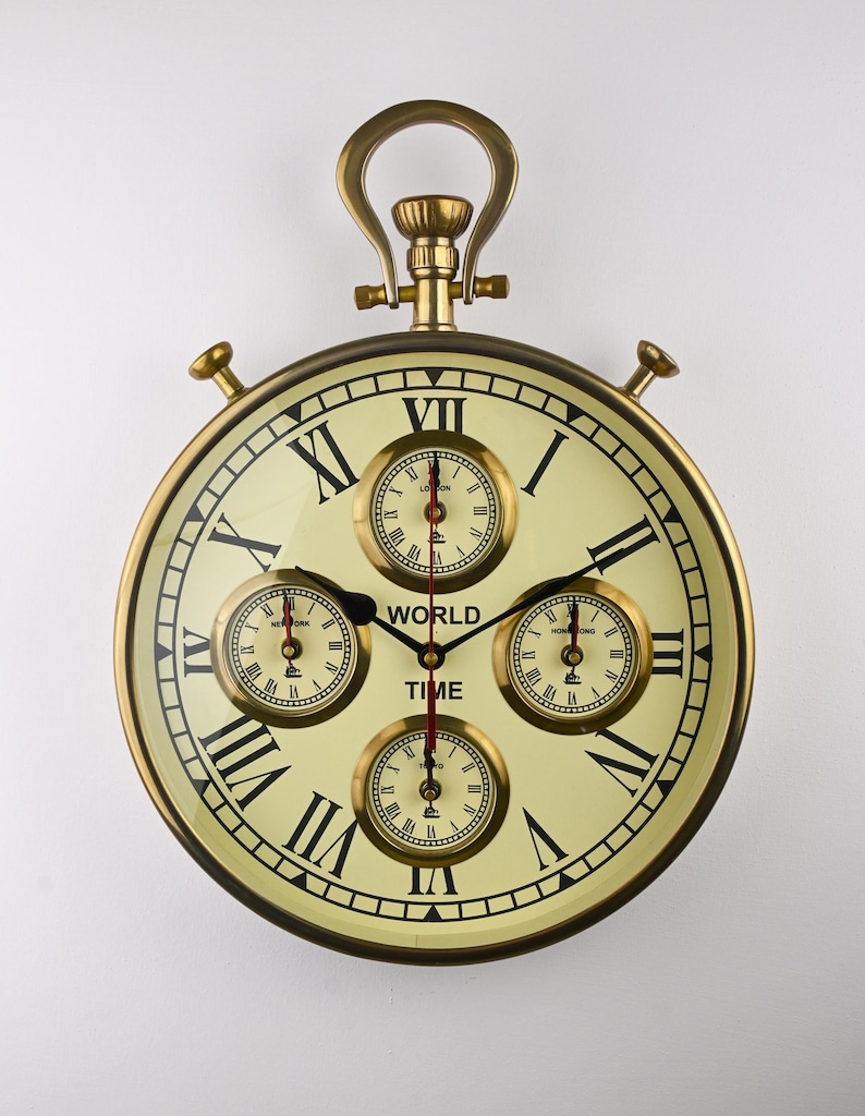 World Time Zone Wall Clock Four City Dial view 4