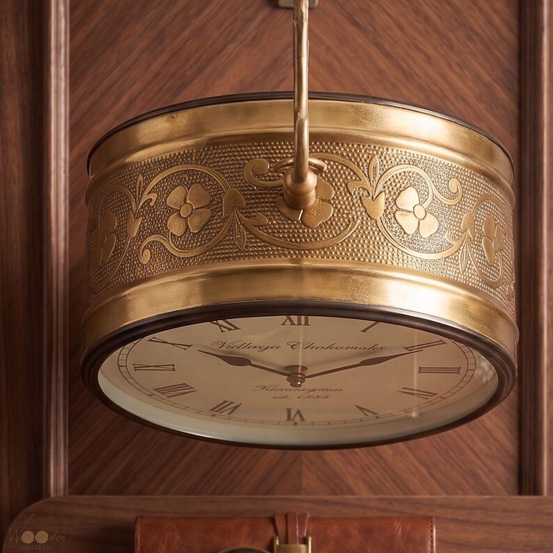 Vintage Brass Railway Wall Clock Station Style view 8
