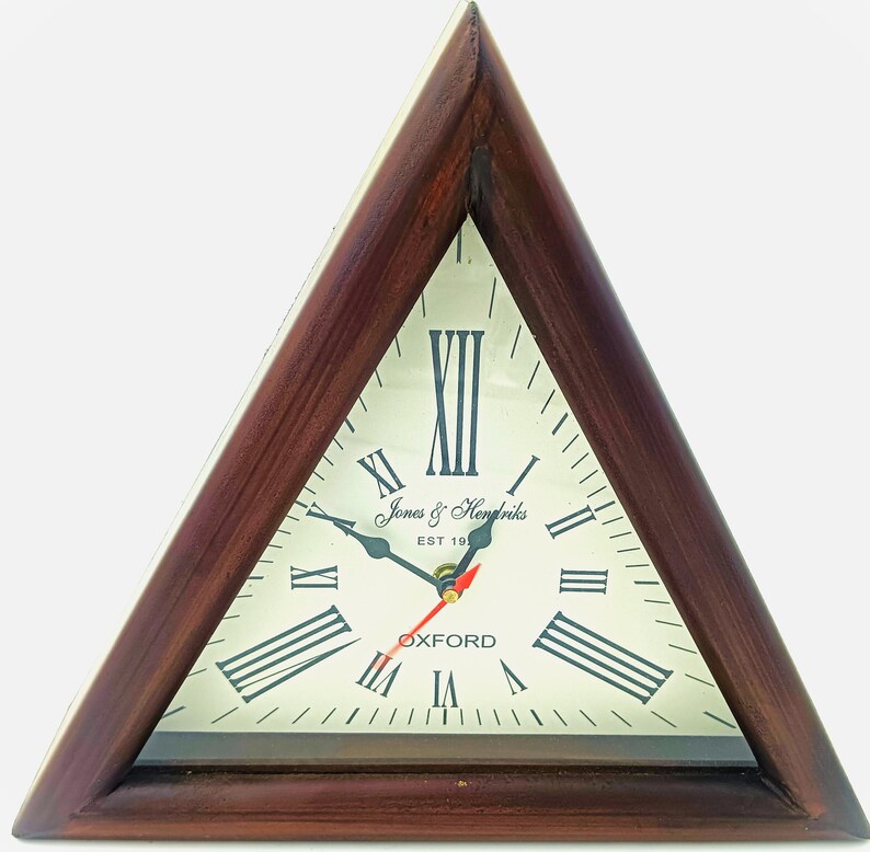 Rustic Triangle Wooden Wall Clock view 2