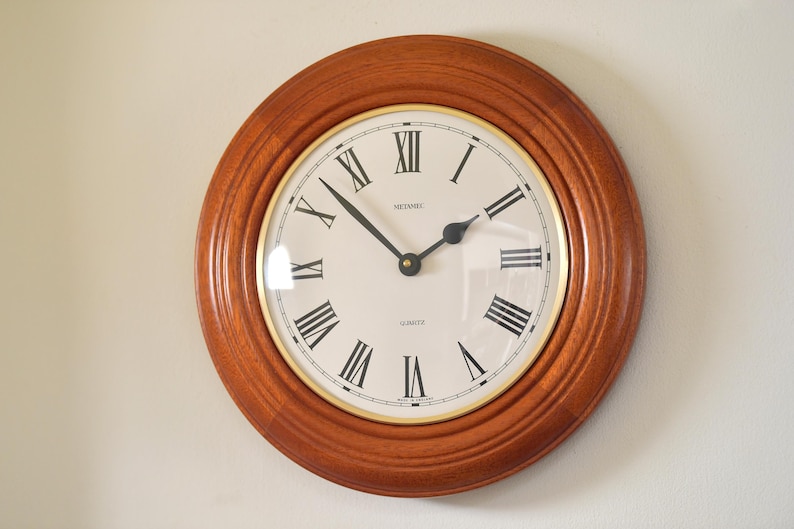 Cherrywood Wall Clock Mid-Century English Style view 3