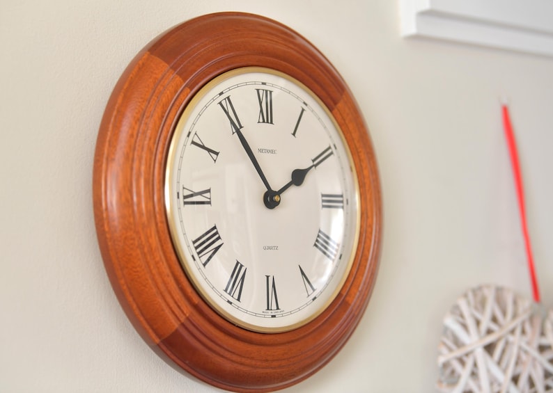 Cherrywood Wall Clock Mid-Century English Style view 5
