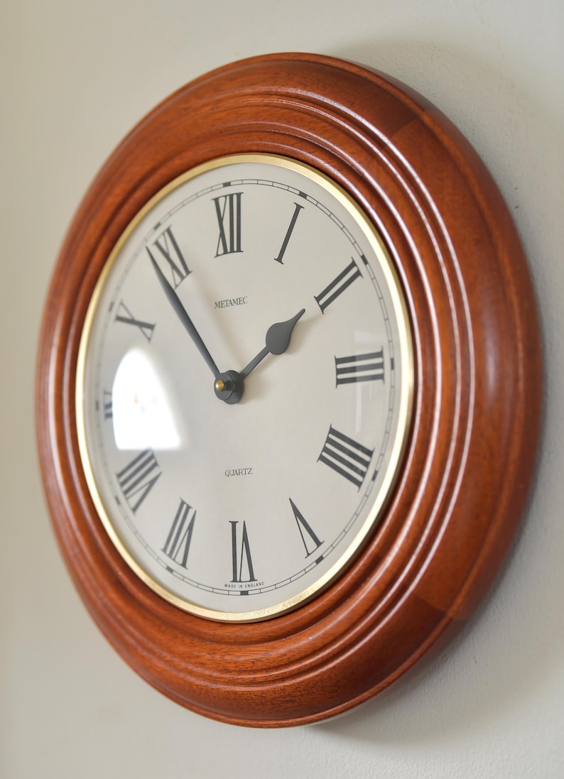 Cherrywood Wall Clock Mid-Century English Style view 11