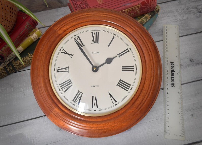 Cherrywood Wall Clock Mid-Century English Style view 14