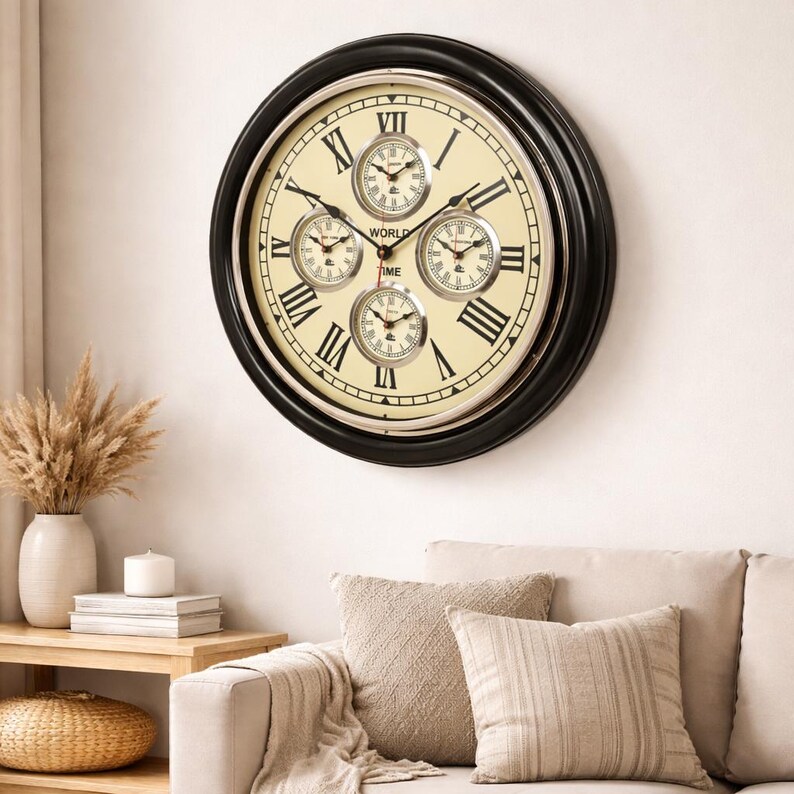 Large World Time Zone Wall Clock view 2