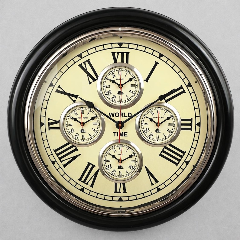 Large World Time Zone Wall Clock view 3