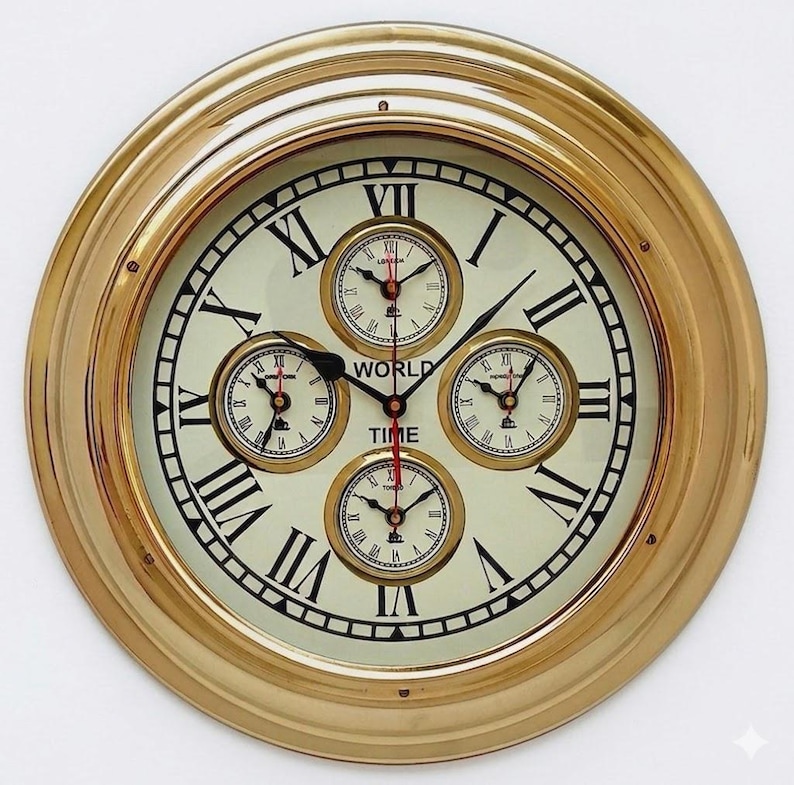 Brass Nautical Wall Clock Ship's Dial view 6